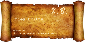 Krieg Britta névjegykártya